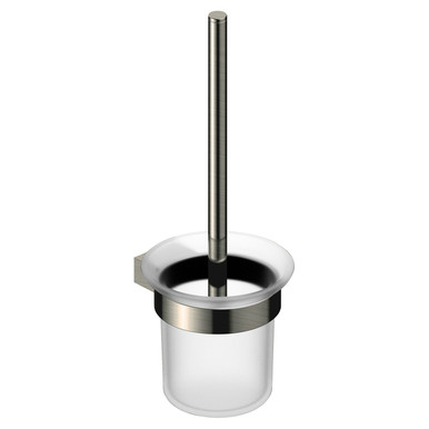 Rak Ceramics Nickel Petit Round Brushed Toilet Brush Holder | | Stainless Steel + Zinc Alloy | 127Mm X 360Mm X 114Mm