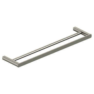 Rak Ceramics Nickel Petit Square Brushed Double Towel Rail | | Stainless Steel + Zinc Alloy | 600Mm