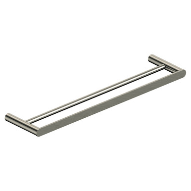 Rak Ceramics Nickel Petit Round Brushed Double Towel Rail | | Stainless Steel + Zinc Alloy | 600Mm