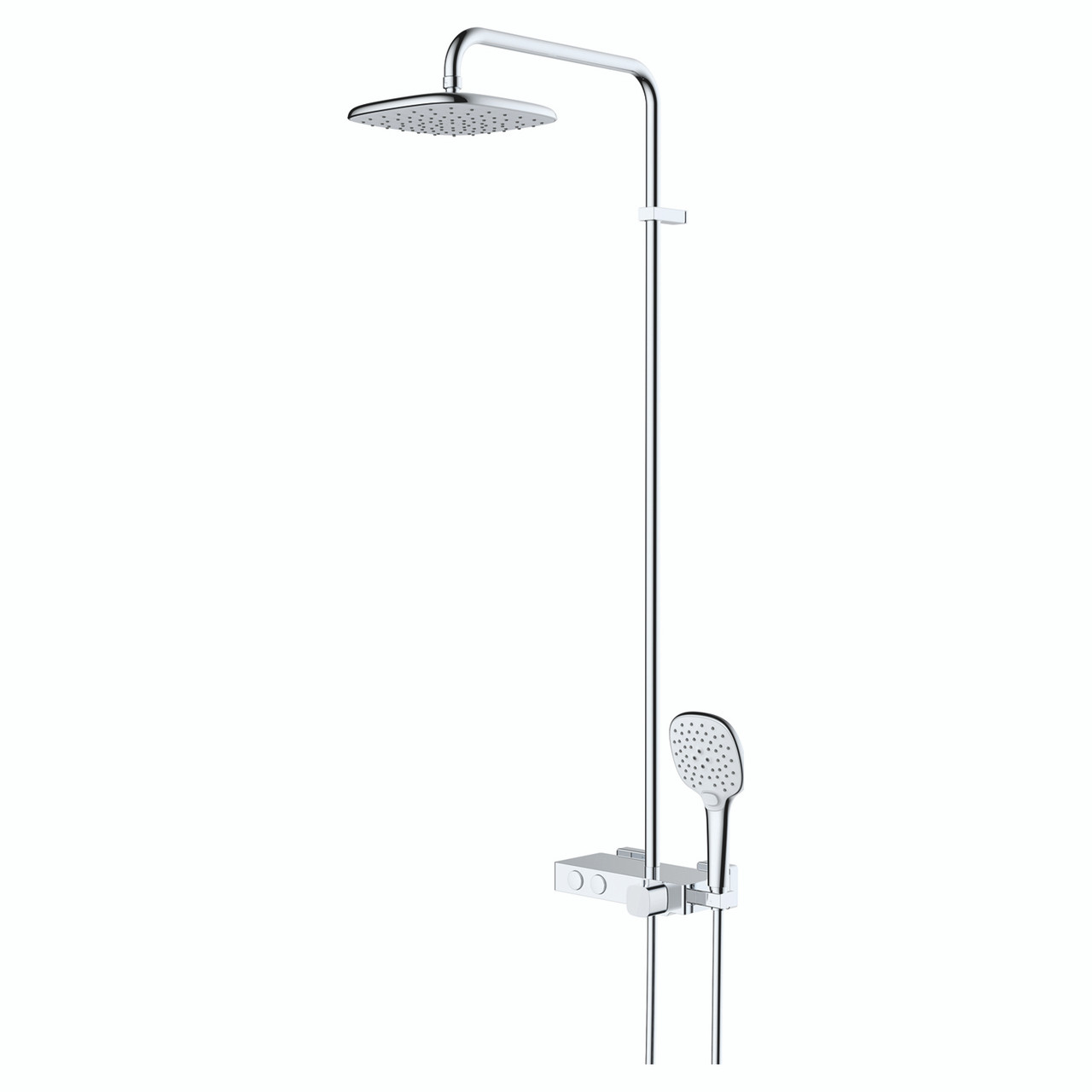 Rak Ceramics Chrome Petit Square Thermostatic Rigid Riser And Handset Shower System | | Brass | 272Mm X 1242Mm X 534Mm