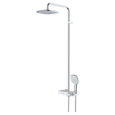 RAK Ceramics Petit Square Thermostatic Rigid Riser and Handset Shower System, alternate view 3