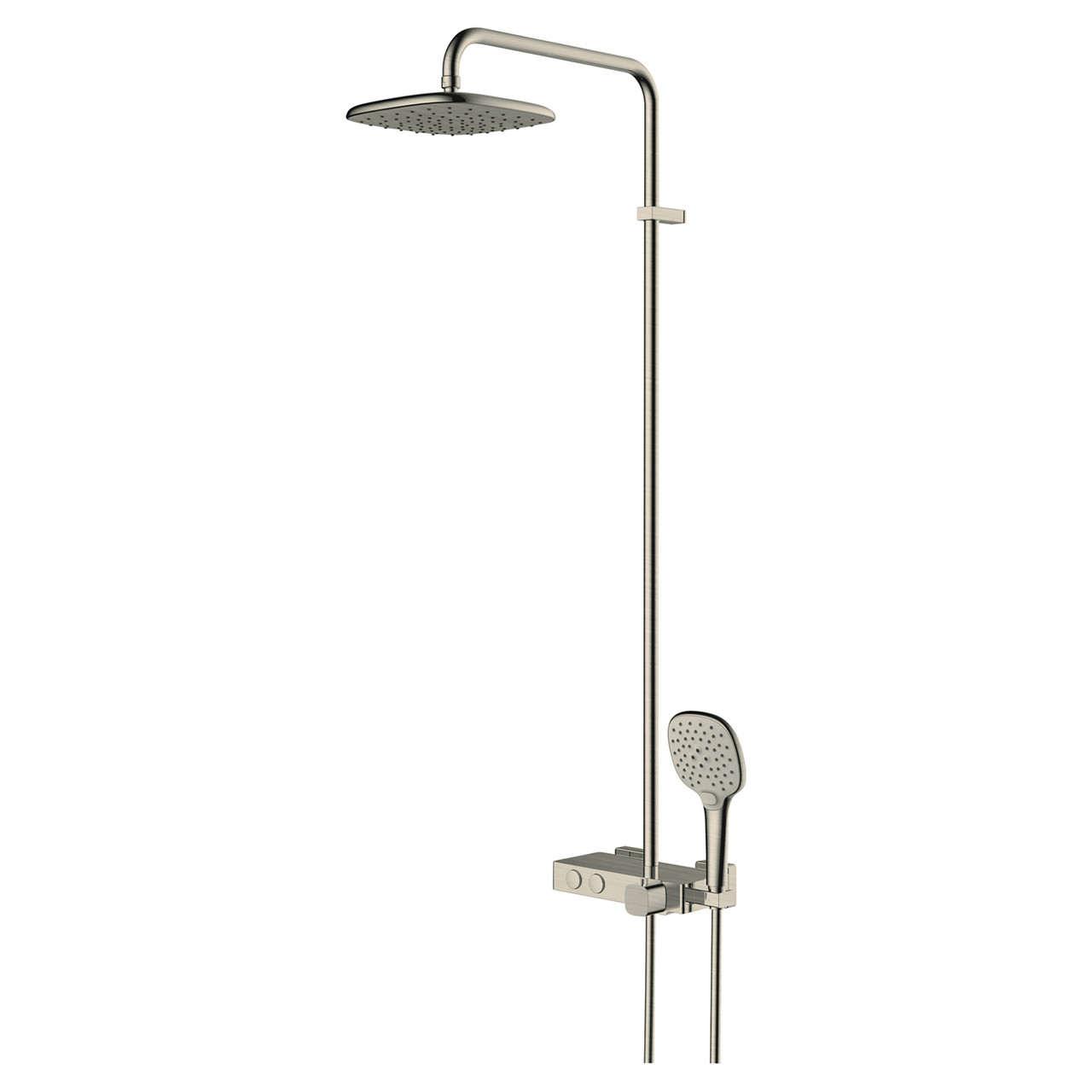Rak Ceramics Nickel Petit Brushed Square Thermostatic Rigid Riser And Handset Shower System | | Brass | 272Mm X 1242Mm X 534Mm