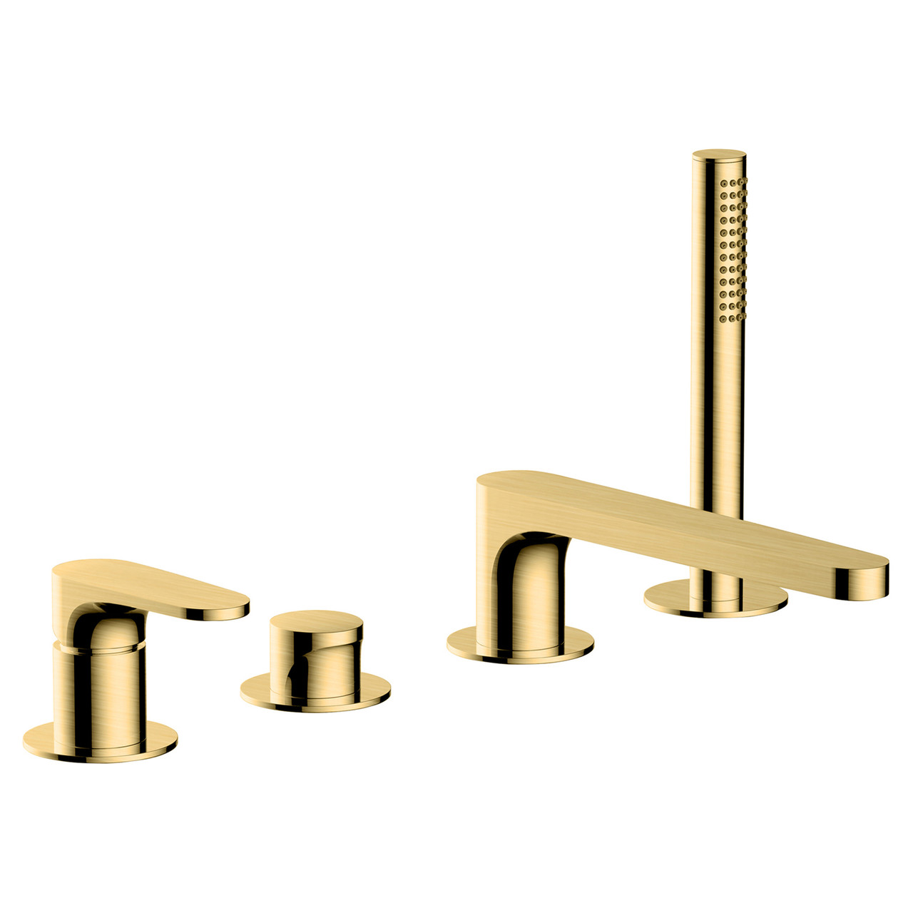 RAK Ceramics Portofino Brushed Deck Mounted 4 Tap Hole Bath Shower Mixer Tap