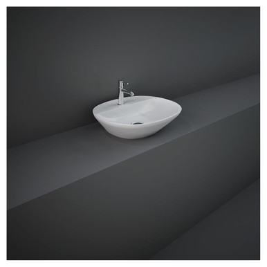 Rak Ceramics White Variant Oval Counter Top Basin With 1 Tap Hole | | Vitreous China | 500Mm
