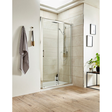 Hudson Reed Chrome Pacific Sliding Shower Door | | Glass/Aluminium | 1400Mm