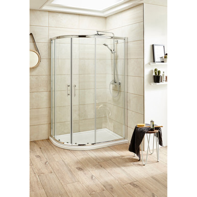 Hudson Reed Chrome Pacific Offset Quadrant Shower Enclosure | | Glass/Aluminium | 1200Mm X 900Mm