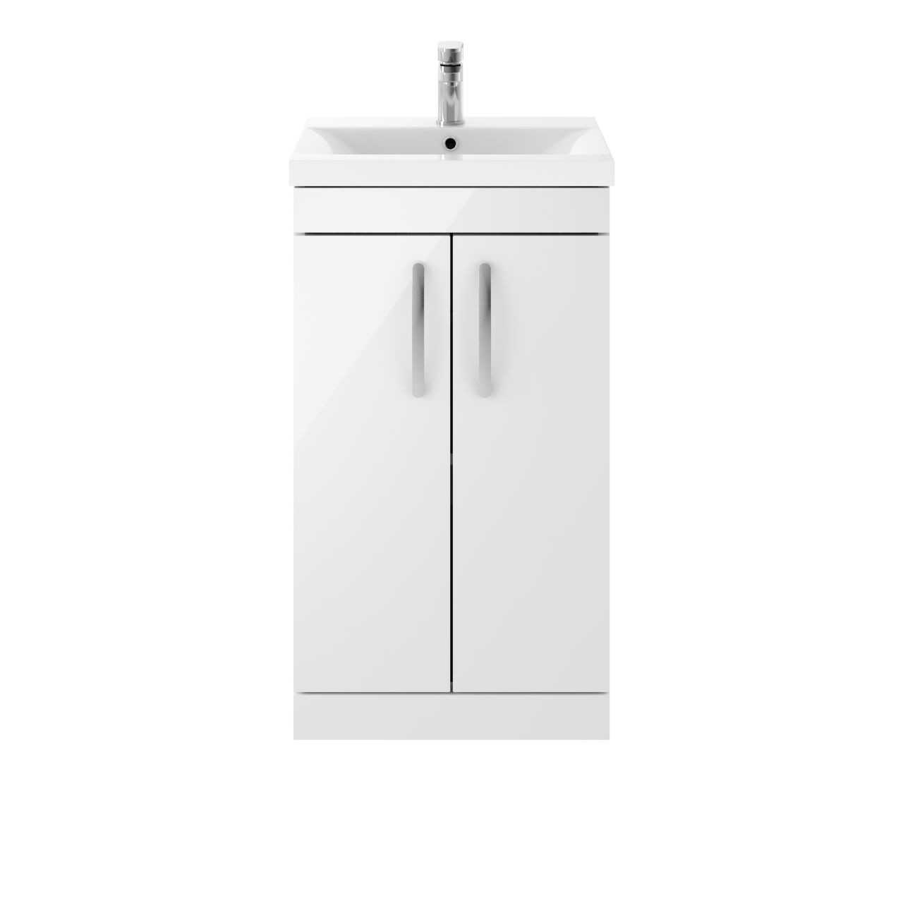Nuie Gloss White Athena 2 Door Vanity Unit And Thin Edge Ceramic Basin | | Mdf | 500Mm