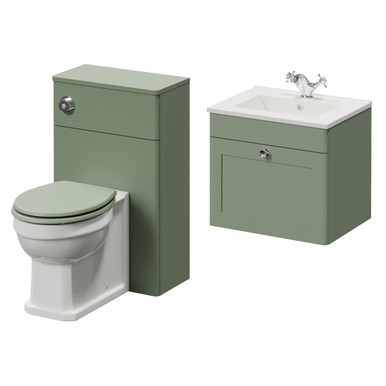 Danbury Wall Mounted Single Drawer Vanity Unit and Toilet Suite with Angel Basin