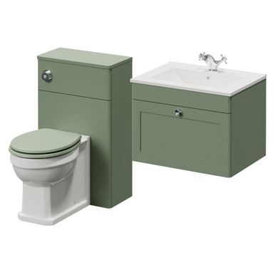 Danbury Wall Mounted Single Drawer Vanity Unit and Toilet Suite with Angel Basin