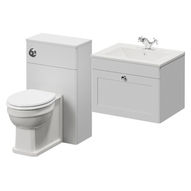 Danbury Wall Mounted Single Drawer Vanity Unit and Toilet Suite with Angel Basin