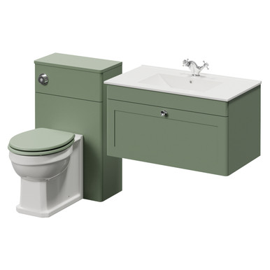 Danbury Wall Mounted Single Drawer Vanity Unit and Toilet Suite with Angel Basin