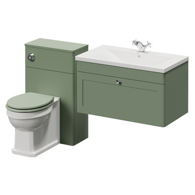 Danbury Wall Mounted Single Drawer Vanity Unit and Toilet Suite with Glide Basin