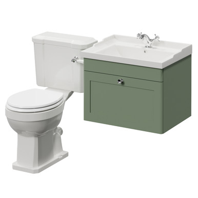 Danbury Wall Mounted Single Drawer Vanity Unit and Windsor Toilet Suite