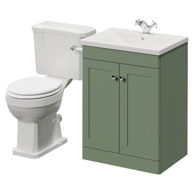 Danbury 2 Door Vanity Unit and Windsor Toilet Suite with Glide Basin