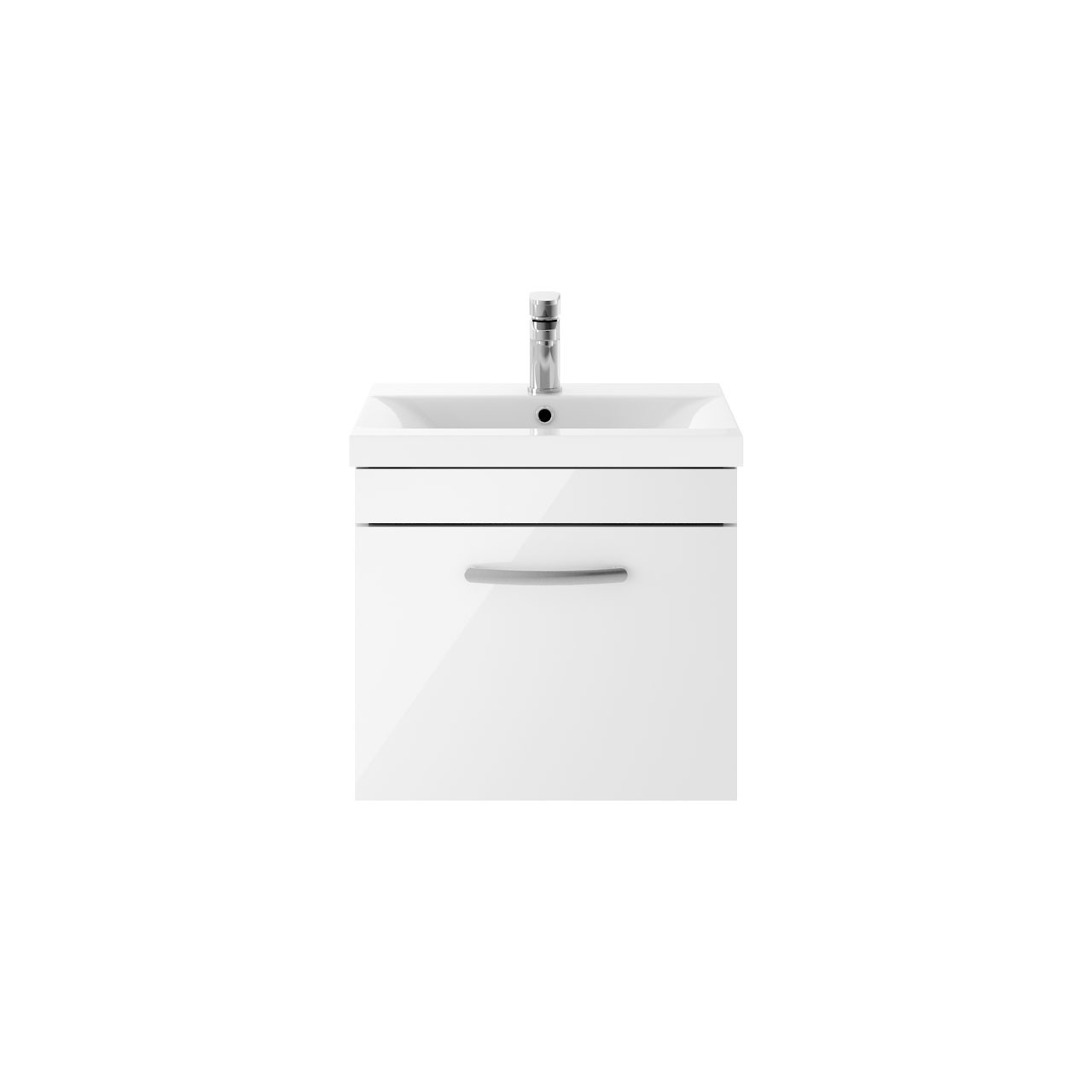 Nuie Athena Wall Hung Single Drawer Vanity Unit and Mid Edge Ceramic Basin