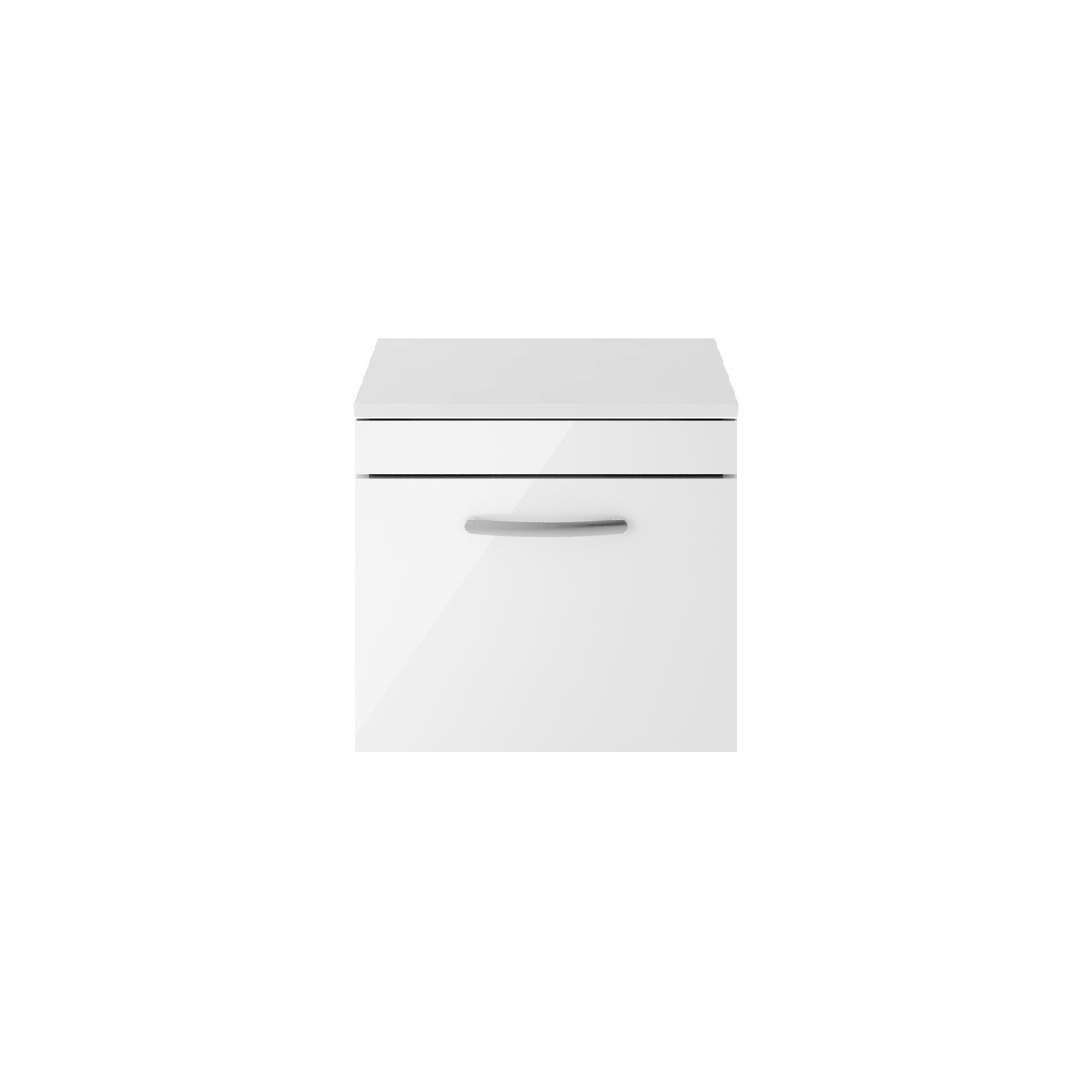 Nuie Gloss White Athena Wall Hung Single Drawer Vanity Unit With Worktop | | Mdf | 500Mm
