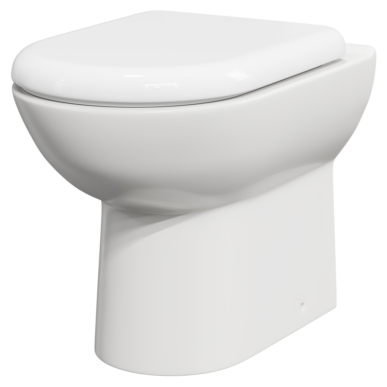 Denvor D Shaped Comfort Height Back to Wall Toilet Pan with Seat