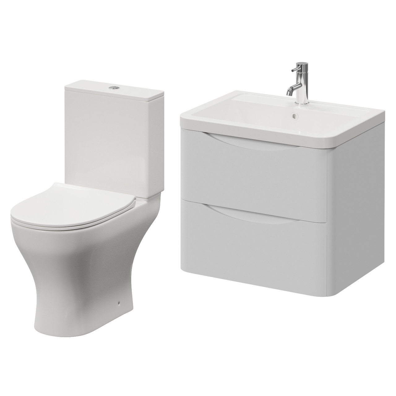 Vela 460 Wall Mounted 2 Drawer Vanity Unit and Jubilee Toilet Suite with Anya Basin