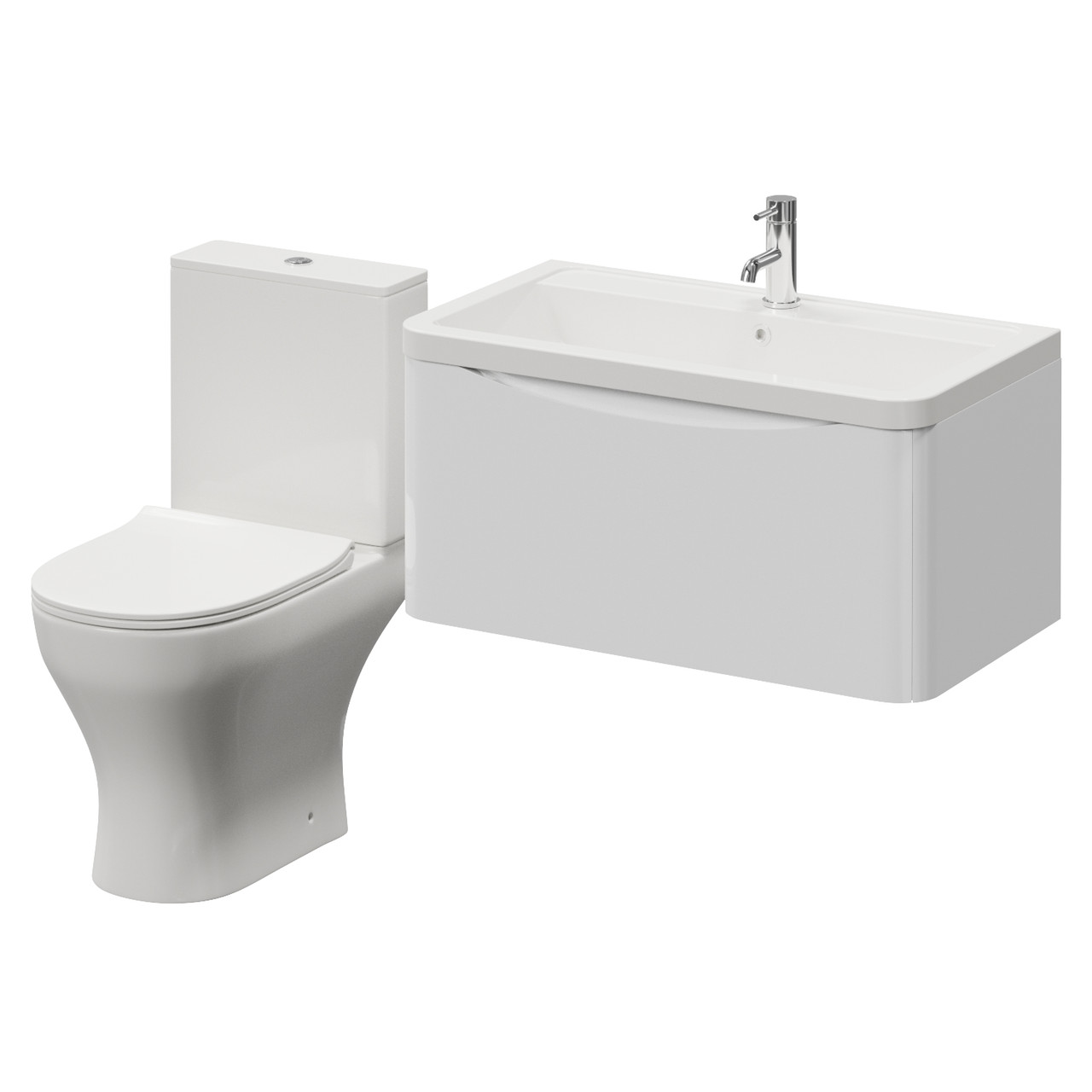Vela 450 Wall Mounted Single Drawer Vanity Unit and Jubilee Toilet Suite with Leni Basin