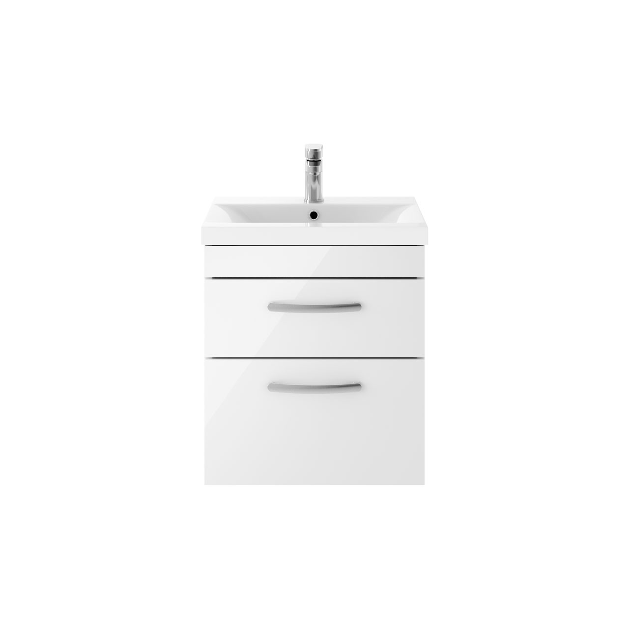 Nuie Athena Wall Hung 2 Drawer Vanity Unit and Mid Edge Ceramic Basin