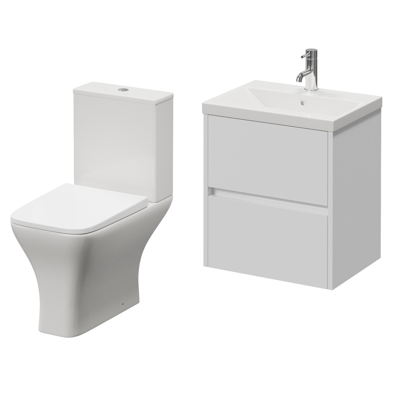 Montego Wall Mounted 2 Drawer Vanity Unit and Kingston Toilet Suite with Glide Basin