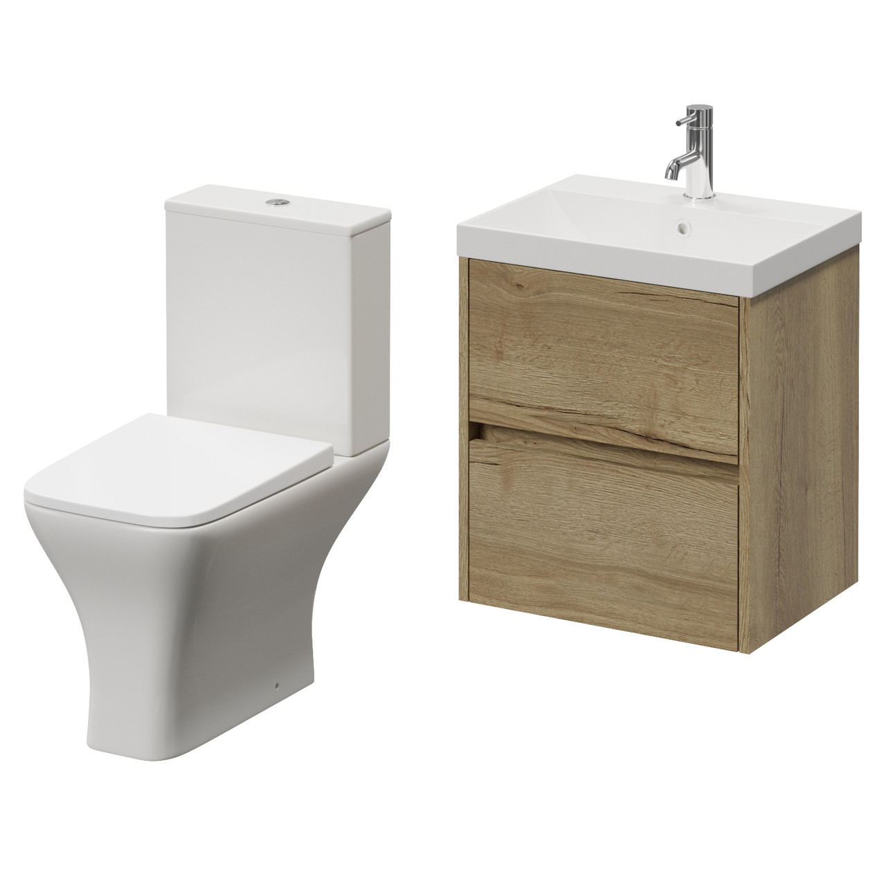 Montego Wall Mounted 2 Drawer Vanity Unit and Kingston Toilet Suite with Rimini Basin