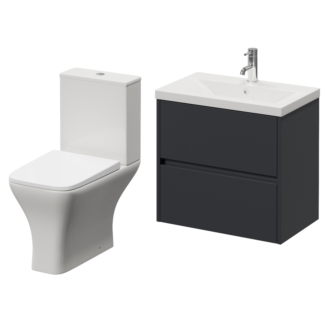 Montego Wall Mounted 2 Drawer Vanity Unit and Kingston Toilet Suite with Glide Basin