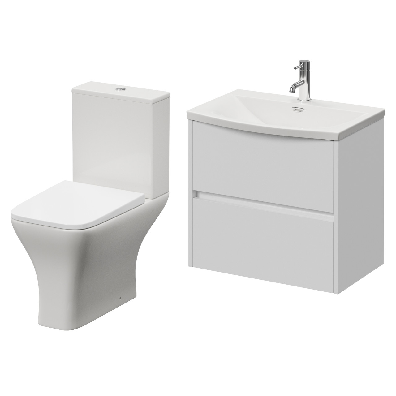 Montego Wall Mounted 2 Drawer Vanity Unit and Kingston Toilet Suite with Arc Basin
