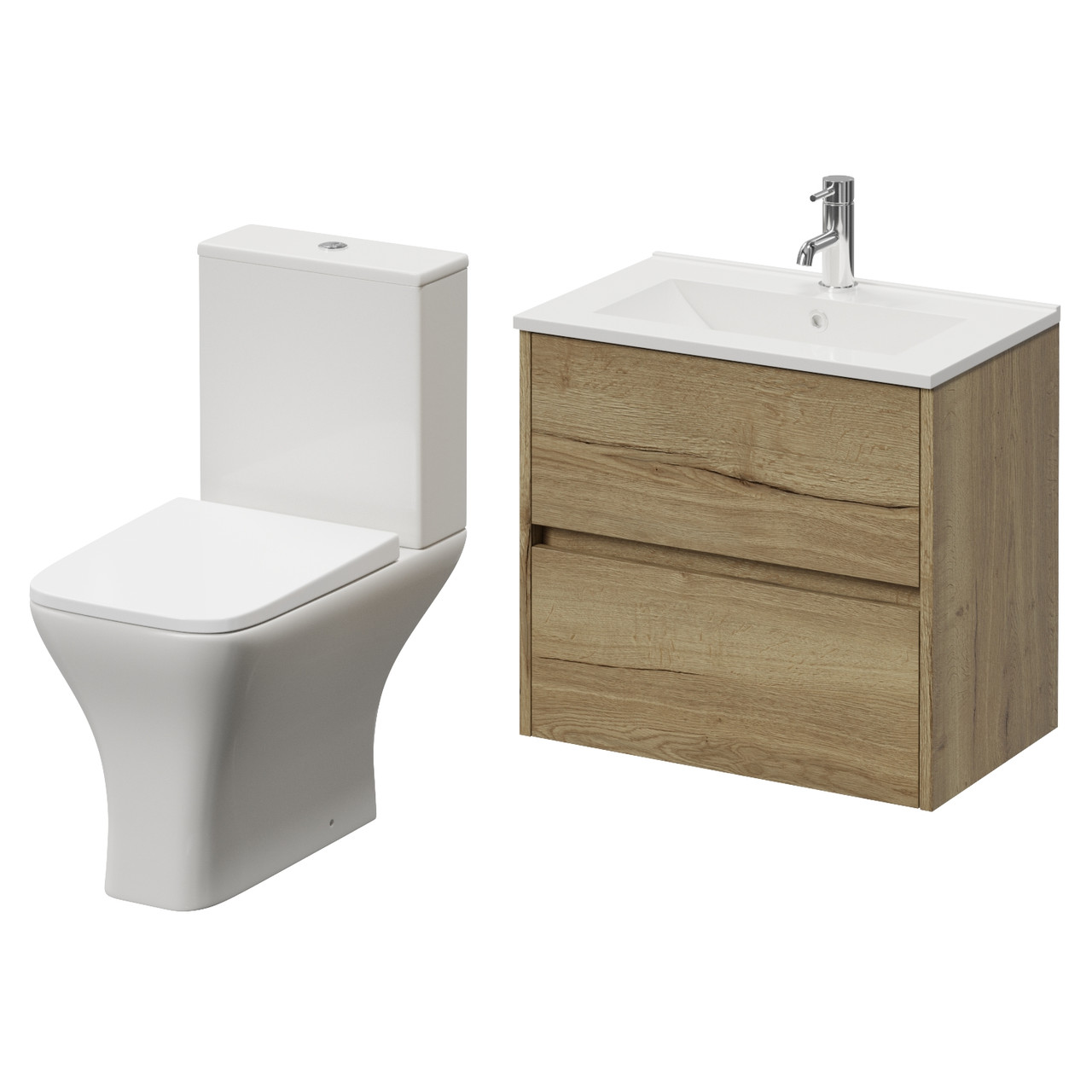 Montego Wall Mounted 2 Drawer Vanity Unit and Kingston Toilet Suite with Angel Basin