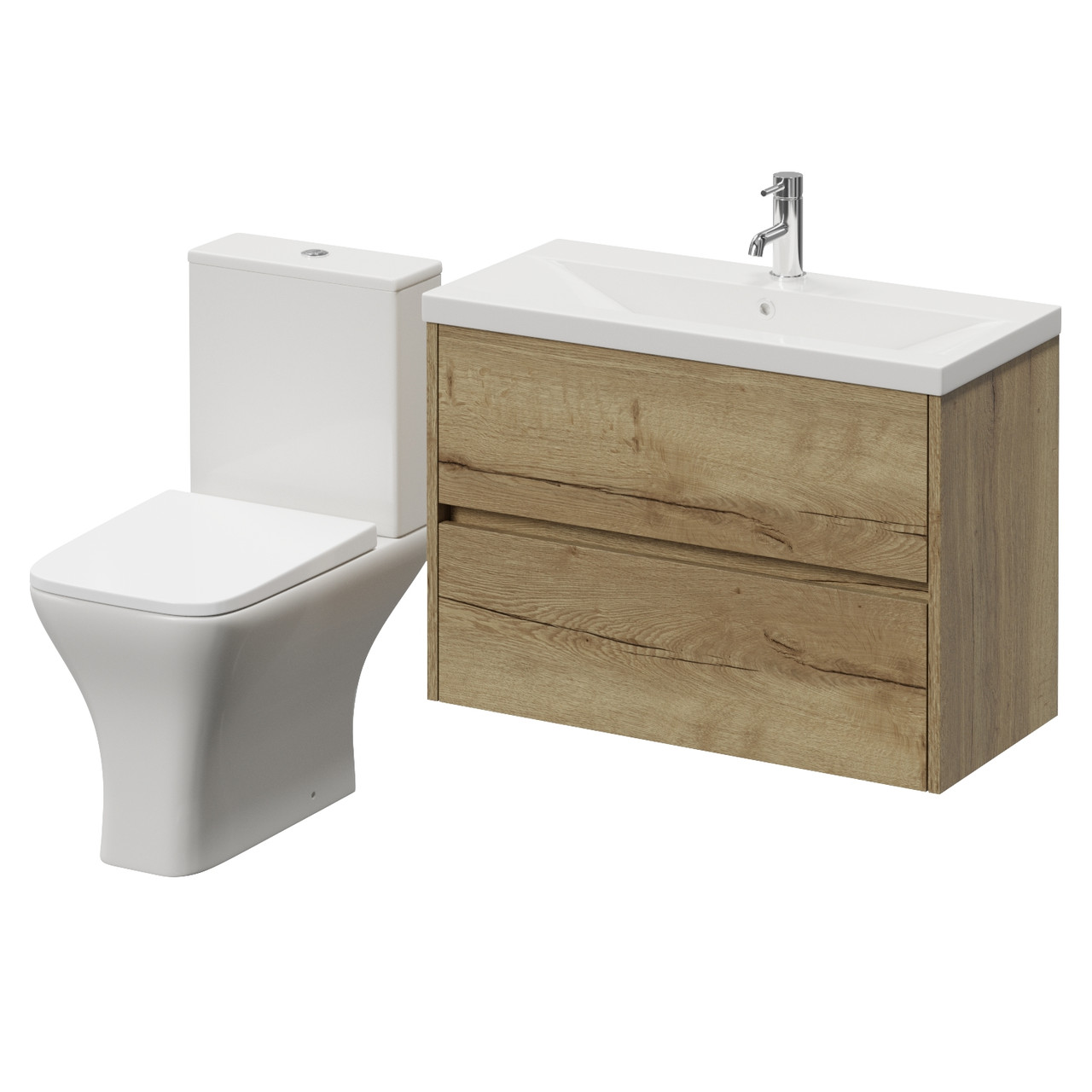 Montego Wall Mounted 2 Drawer Vanity Unit and Kingston Toilet Suite with Glide Basin
