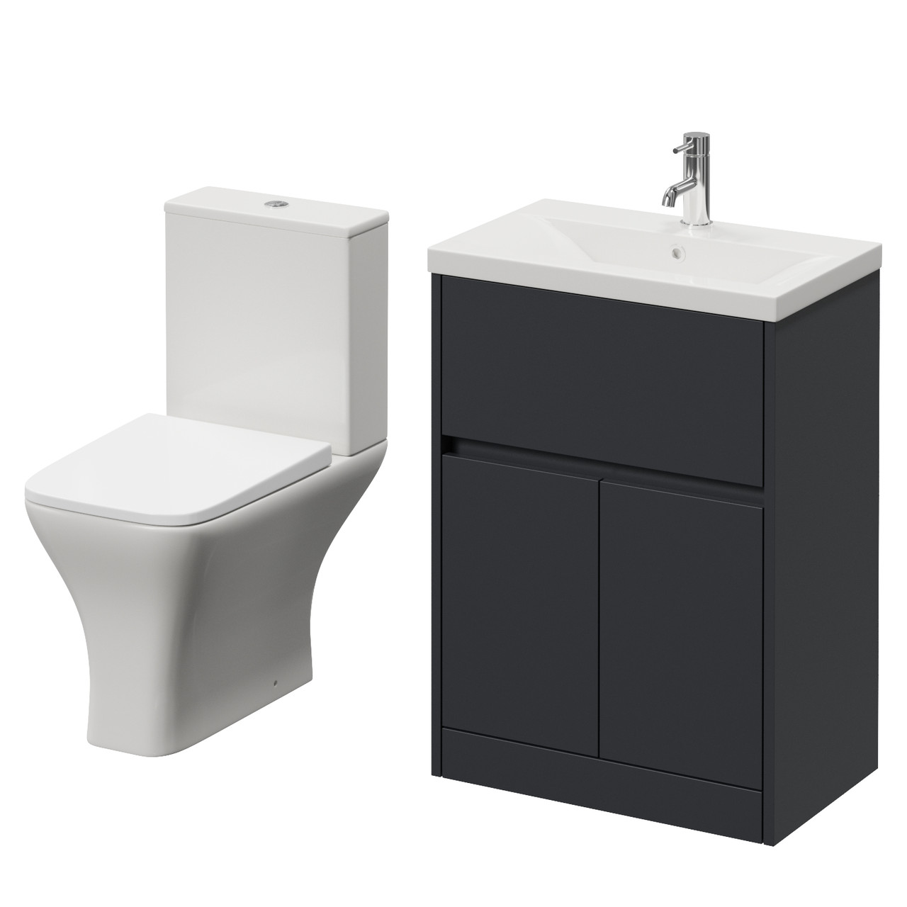 Montego 2 Door 1 Drawer Vanity Unit and Kingston Toilet Suite with Glide Basin