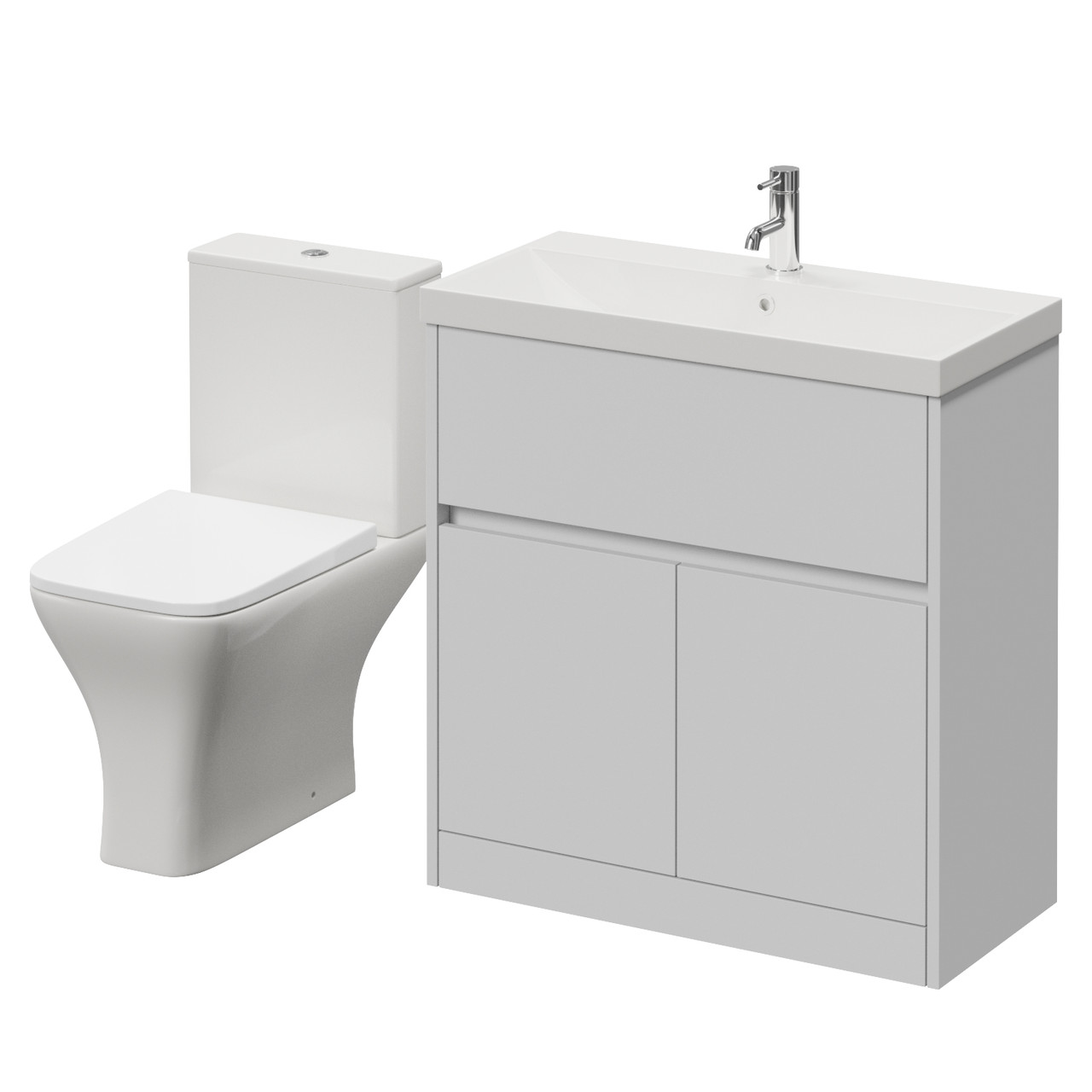 Montego 2 Door 1 Drawer Vanity Unit and Kingston Toilet Suite with Rimini Basin