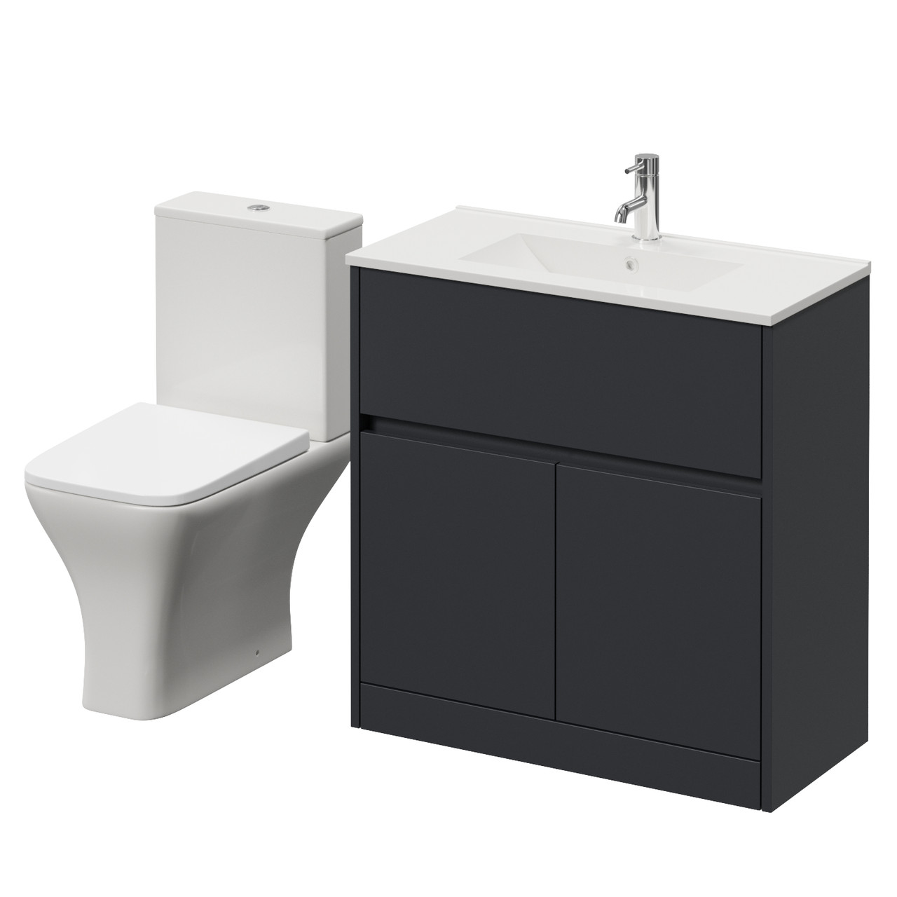 Montego 2 Door 1 Drawer Vanity Unit and Kingston Toilet Suite with Angel Basin