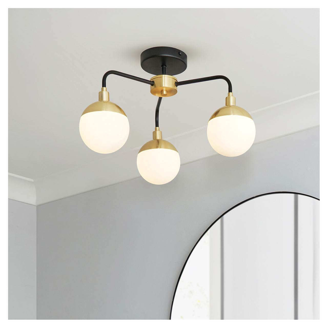Forum Spa Lille and Brass Bathroom Semi Flush Ceiling Light