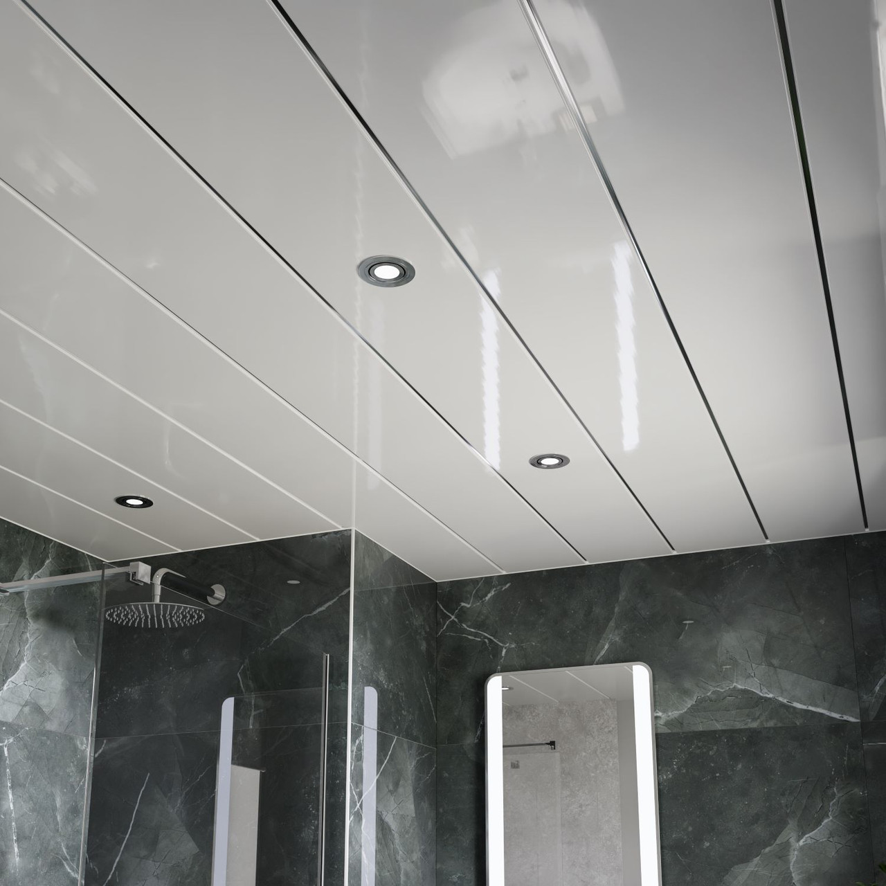 WholePanel 8mm Gloss with Silver Strip Pack of 4 Wall and Ceiling Panels