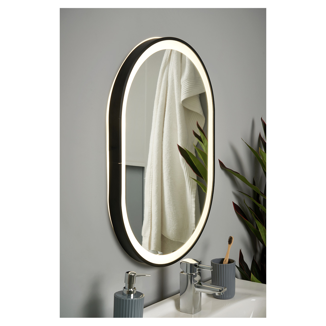 Forum Spa Cian Matt CCT LED Oval Framed Mirror Motion/Demist