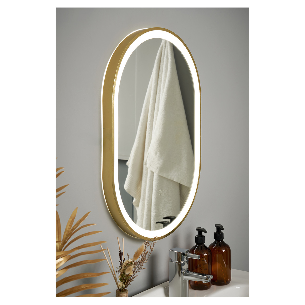 Forum Spa Cian Satin CCT LED Oval Framed Mirror Motion/Demist
