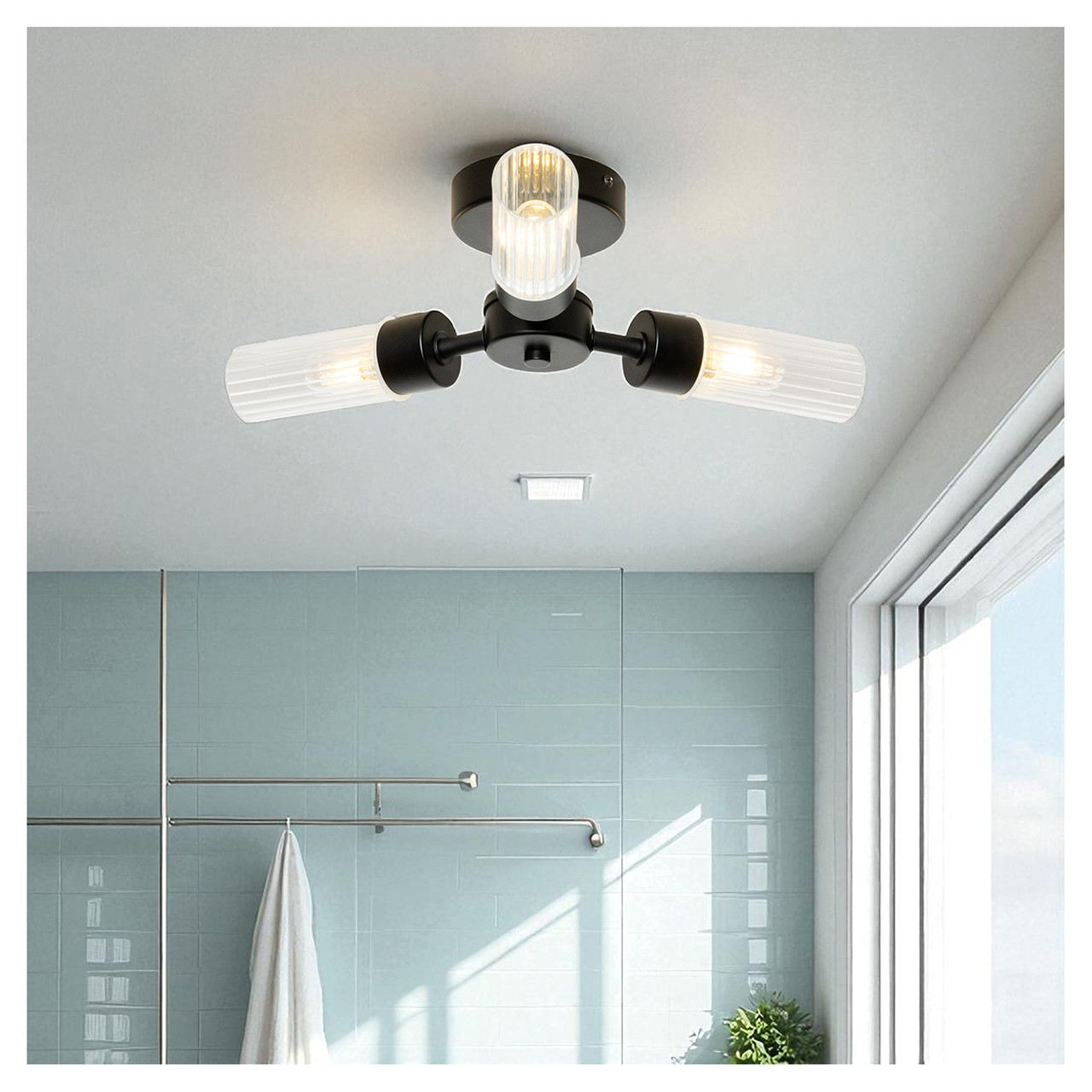 Forum Spa Ottawa Ribbed Three Light Ceiling Flush