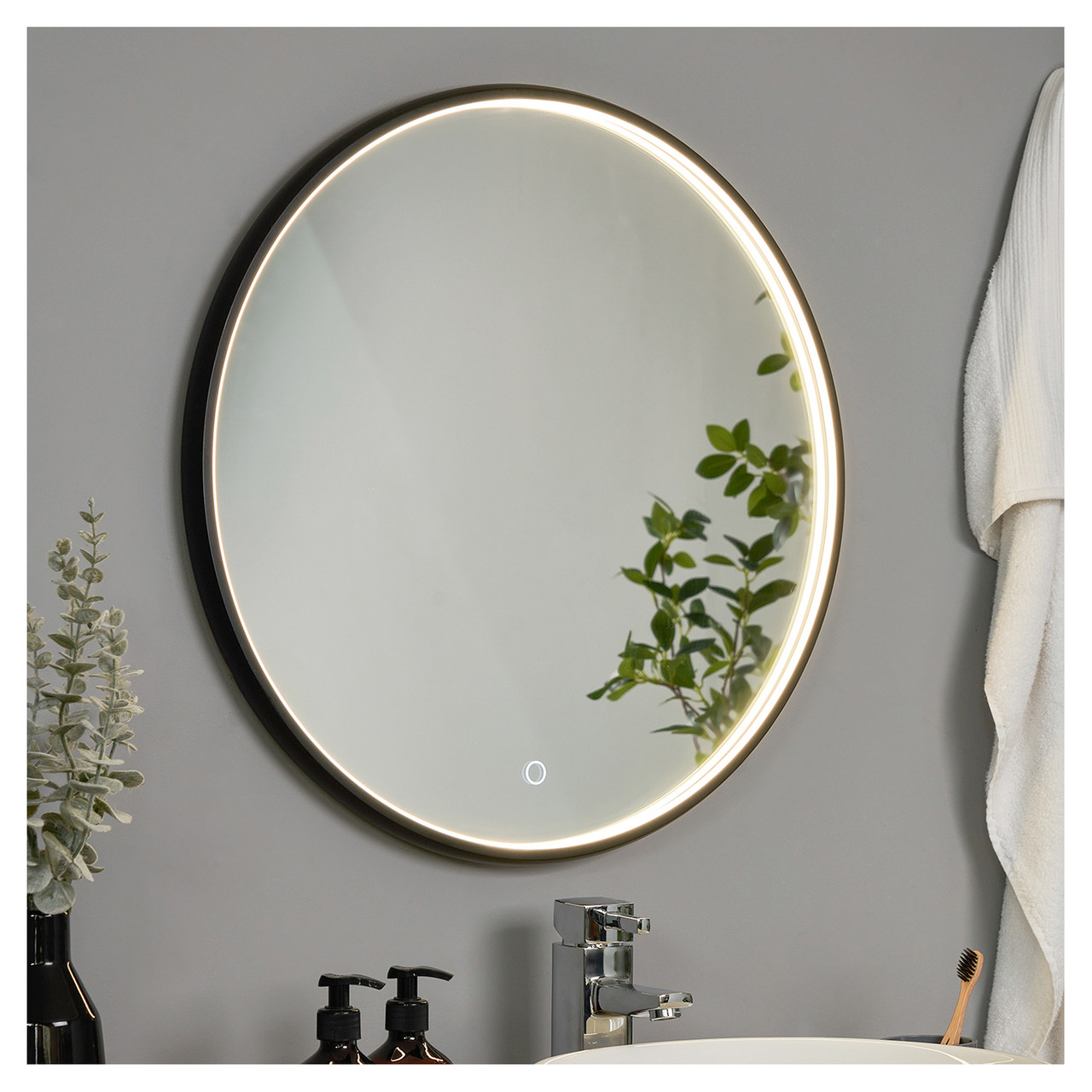 Forum Spa Roc Black LED Framed Mirror with Demist