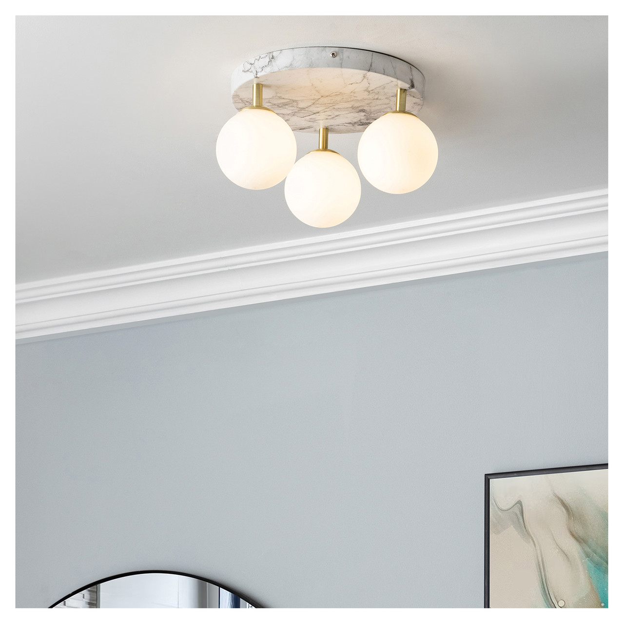 Forum Spa Toronto Marble Effect 3 Light Bathroom Ceiling Light