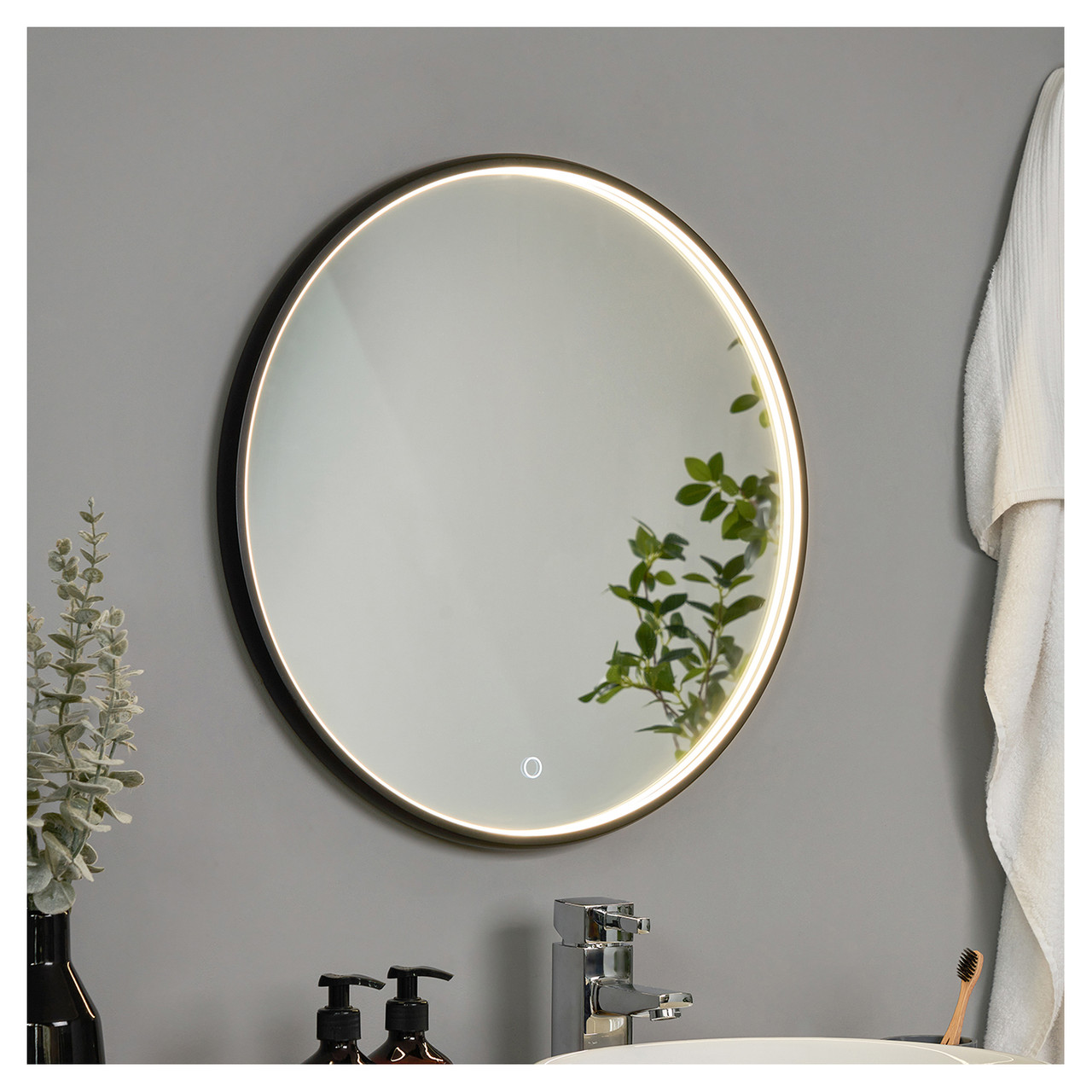 Forum Spa Roc Black LED Framed Mirror with Demist