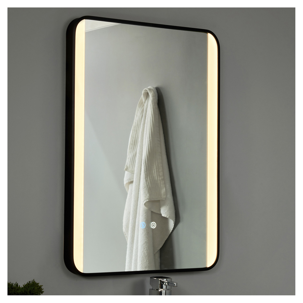 Forum Spa Lori Matt Black CCT LED Bathroom Mirror with Motion Sensor and Demist