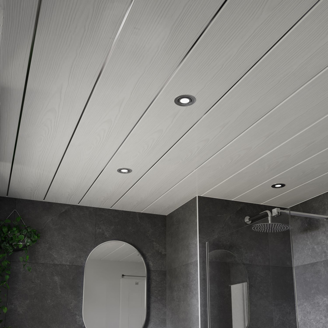 WholePanel 8mm Matt Wood with Silver Strip Pack of 4 Wall and Ceiling Panels