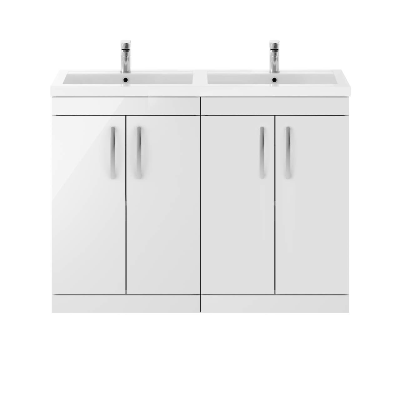 Nuie Athena 4 Door Vanity Unit and Double Polymarble Basins