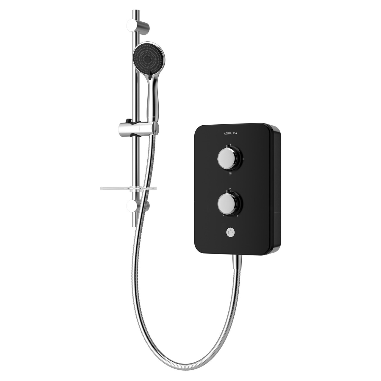 Aqualisa E2 Piano Black Gloss Electric Shower with 3 Mode Handset 8.5kW in Black