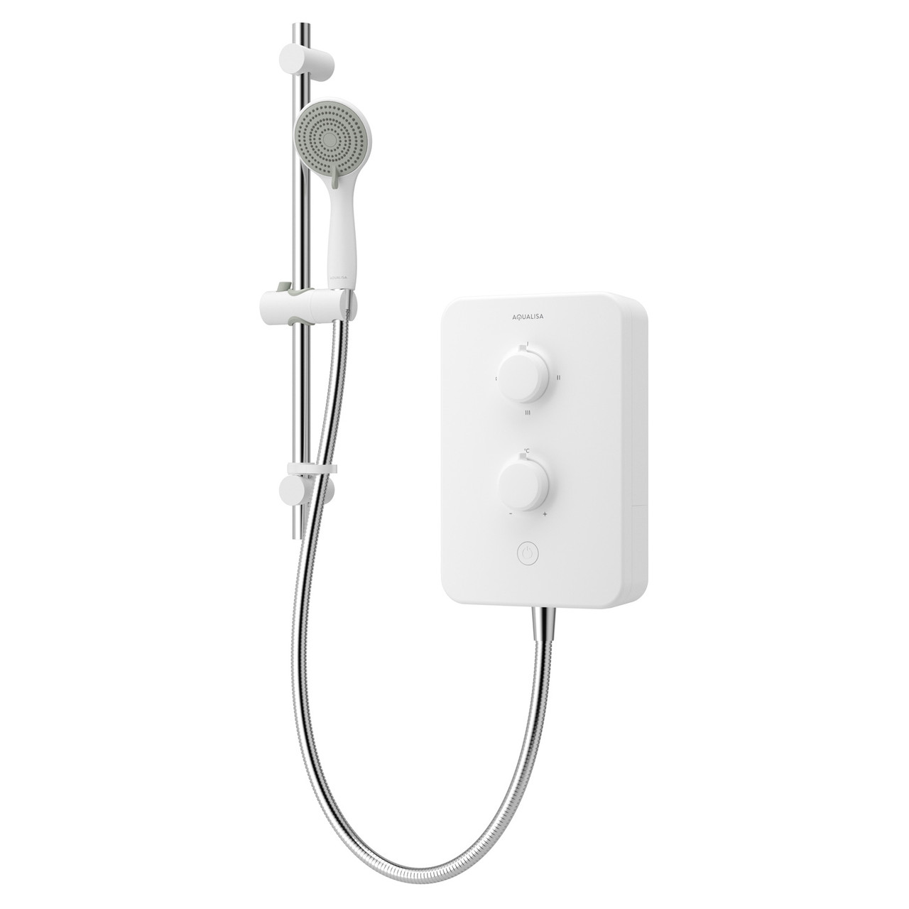 Aqualisa E2 Gloss Electric Shower with 3 Mode Handset 9.5kW Multi-Fit in White