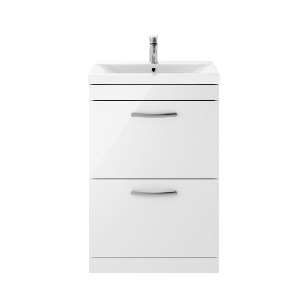 Nuie Athena 2 Drawer Vanity Unit and Mid Edge Ceramic Basin