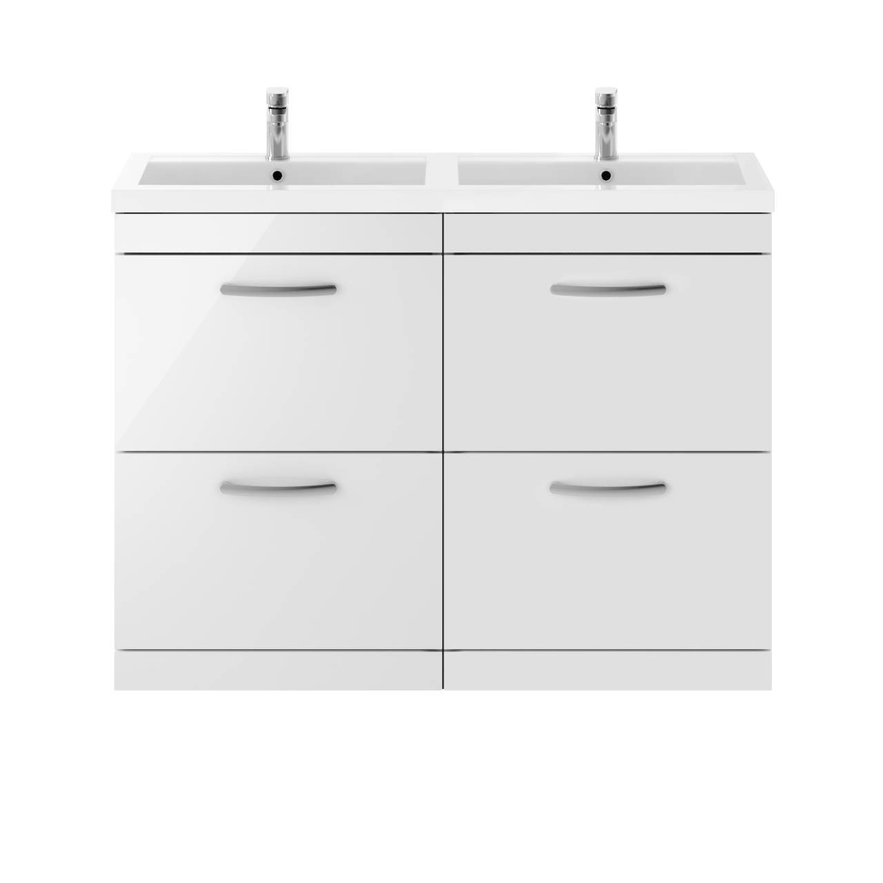 Nuie Athena 4 Drawer Vanity Unit and Double Polymarble Basins
