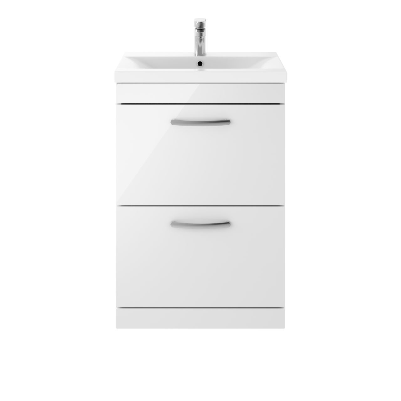Nuie Athena 2 Drawer Vanity Unit and Thin Edge Ceramic Basin