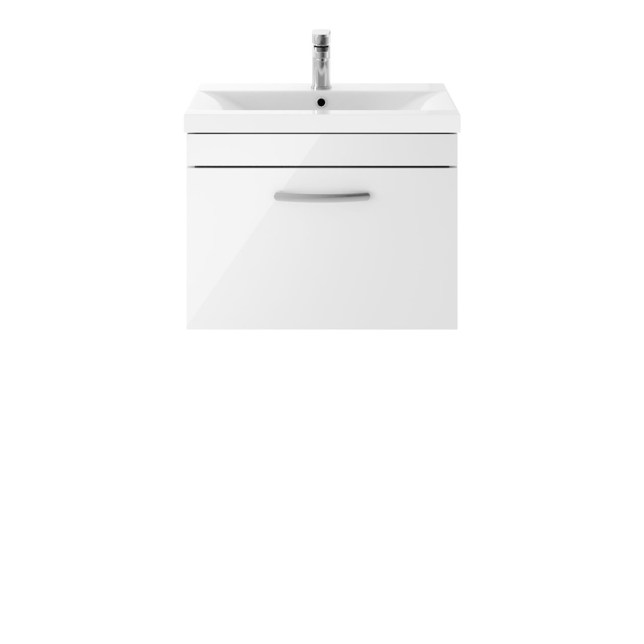Nuie Athena Wall Hung Single Drawer Vanity Unit and Thin Edge Ceramic Basin